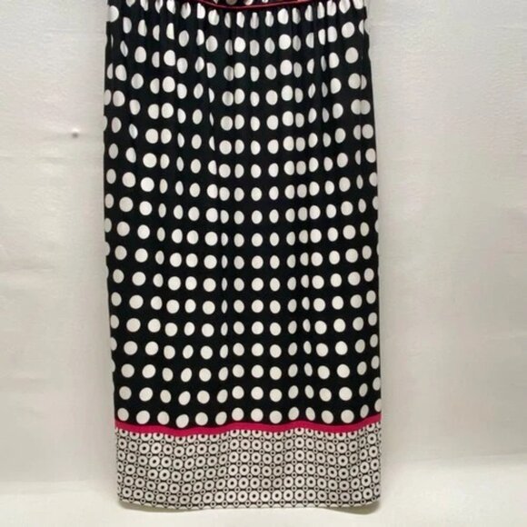 GNW Fit & Flare Dress Women's Size 4 Black White Pink Polka Dot Lightweight EUC - Picture 3 of 8